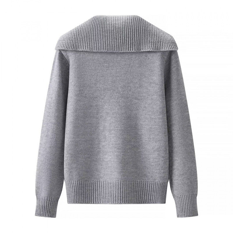 Damen Strickcardigan mit großem Schalkragen, Knopfleiste und aufgesetzten Taschen Nord Taschen