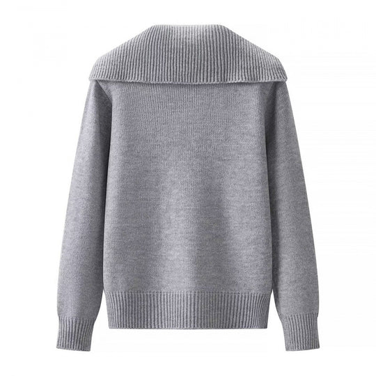 Damen Strickcardigan mit großem Schalkragen, Knopfleiste und aufgesetzten Taschen Nord Taschen