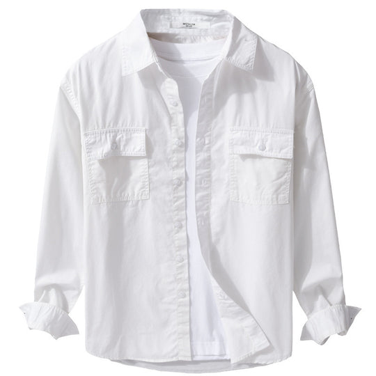 Herren Pflegeleichtes Baumwoll-Utility-Overshirt mit Doppel‑Brusttaschen und entspanntem Saum Nord Taschen