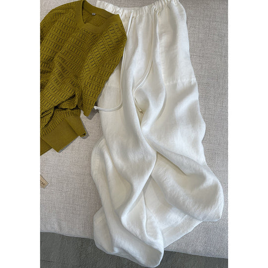 Damen Weite Leinen-Hose Nord Taschen