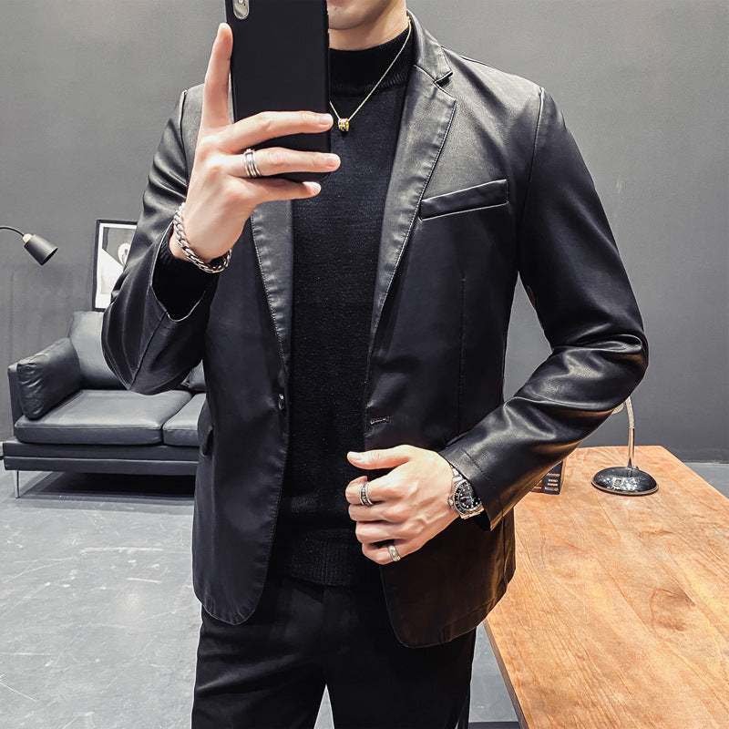 Herren Slim-Fit Lederblazer mit taillierter Silhouette und klassischem Reverskragen Nord Taschen