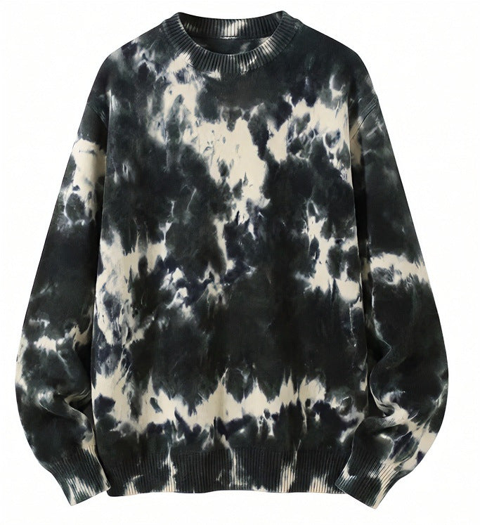 Herren Oversized Batik-Pullover mit Rundhalsausschnitt und Rippbündchen Nord Taschen
