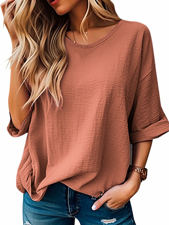 Damen lässiges Oversized T-Shirt mit modischem Strukturdesign