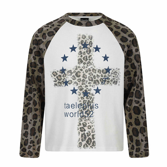 Damen Langarm-Thermo-Shirt mit Raglanärmeln und Leopard-Einsätzen Nord Taschen
