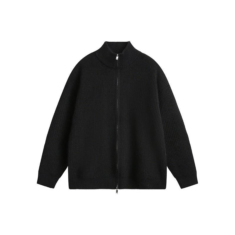 Unisex Grobstrick-Zipjacke mit Stehkragen und Zwei-Wege-Reißverschluss Nord Taschen
