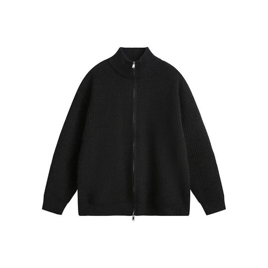 Unisex Grobstrick-Zipjacke mit Stehkragen und Zwei-Wege-Reißverschluss Nord Taschen