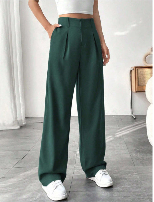 Damen Elegante Bundfaltenhose mit weitem Schnitt