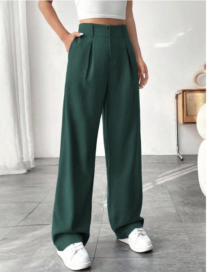 Damen Elegante Bundfaltenhose mit weitem Schnitt