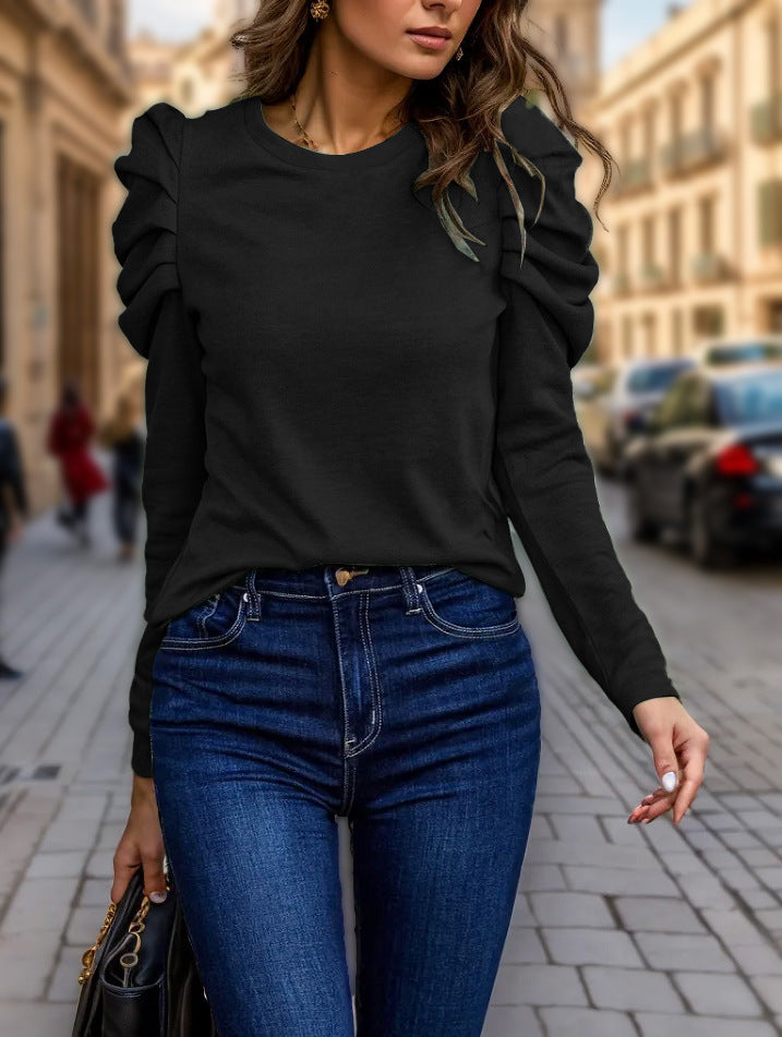 Damen Lässiger Pullover mit Rüschendetails Nord Taschen