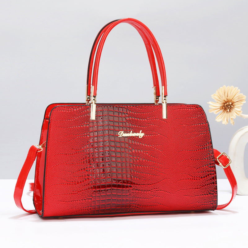 Damen elegante Handtasche mit Krokodilleder-Optik und abnehmbaren Tragegurt Nord Taschen