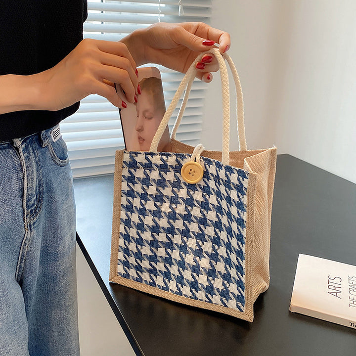 Damen Jute-Tasche mit modernem Zebra-Design und naturbelassenem Anstrich Nord Taschen