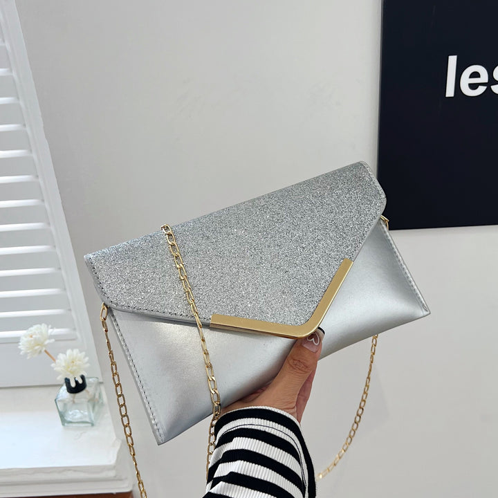 Damen Glamouröse Clutch-Tasche mit funkelndem Obertuch und goldenen Akzenten Nord Taschen