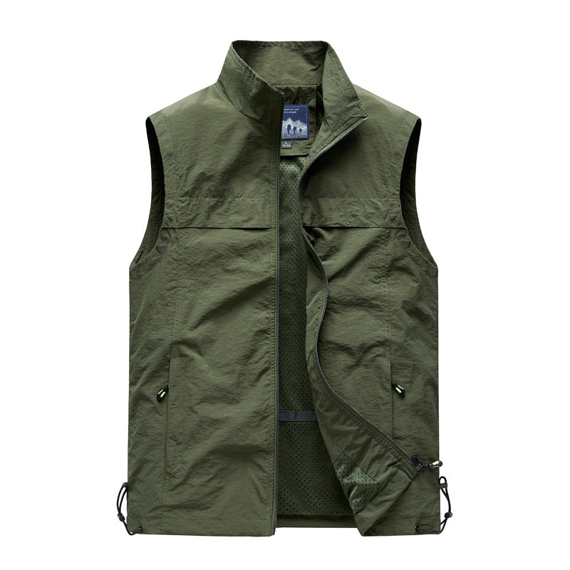 Herren  leichte winddichte Outdoorweste mit Reißverschlusstaschen und atmungsaktivem Mesh-Futter Nord Taschen