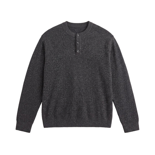 Herren Strukturierter Henley‑Strickpullover mit Dreifach‑Knopfleiste Nord Taschen