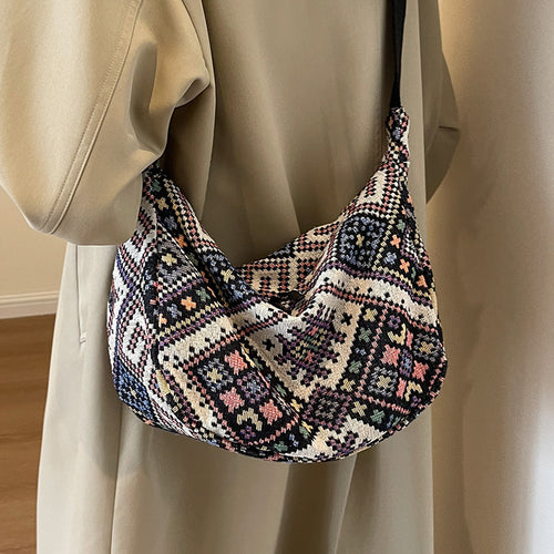 Damen Hobo-Tasche mit buntem geometrischem Muster Nord Taschen