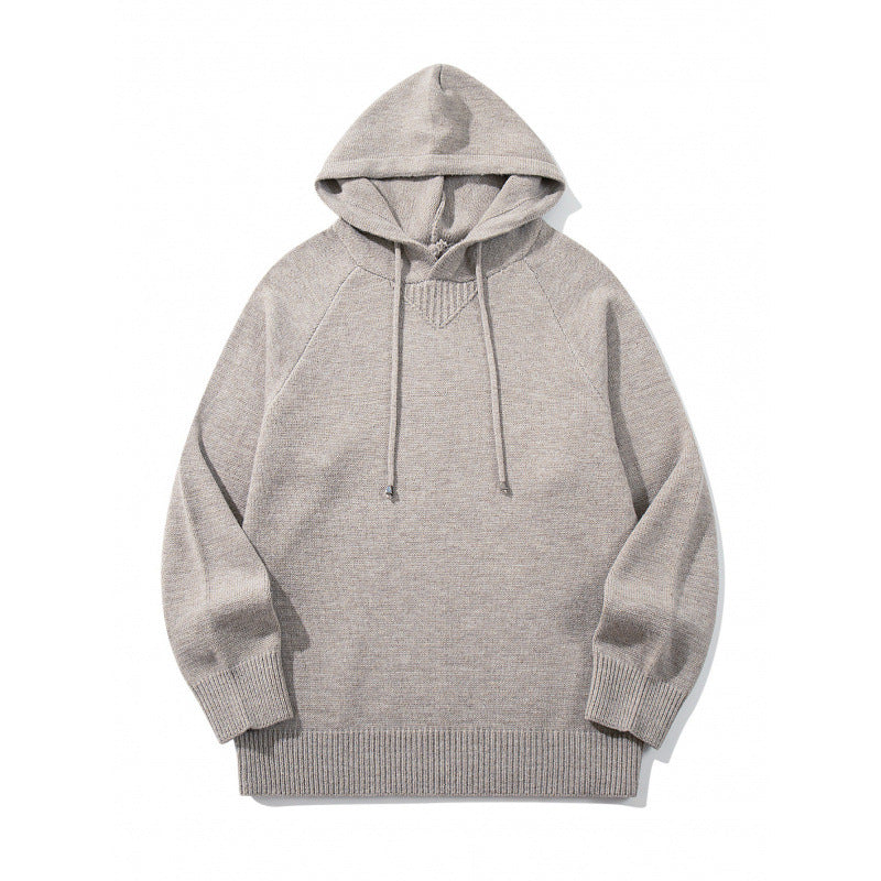 Unisex Oversize Strickkapuzenpullover mit Raglanärmeln und Rippbündchen Nord Taschen