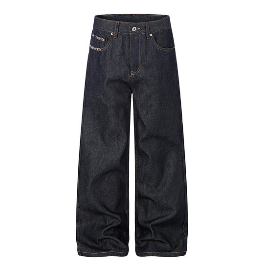 Damen Hochtaillierte Wide‑Leg-Jeans aus rohem Denim mit Palazzo-Schnitt Nord Taschen