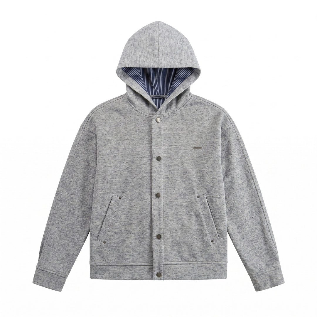 Unisex Kurz geschnittene Boxy-Kapuzenjacke aus Sweat mit Druckknopfblende und Eingrifftaschen Nord Taschen