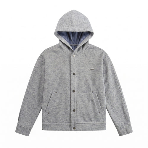 Unisex Kurz geschnittene Boxy-Kapuzenjacke aus Sweat mit Druckknopfblende und Eingrifftaschen Nord Taschen