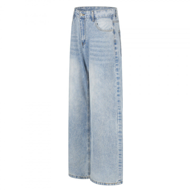 Damen Hochgeschnittene weite Jeanshose mit weitem Bein, Vintage‑Waschung und klassischem Taschen‑Design Nord Taschen