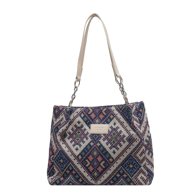Damen Handtasche mit buntem Ethnomuster und robusten Tragegriffen Nord Taschen