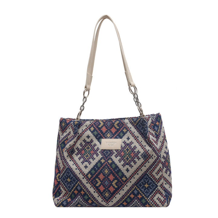 Damen Handtasche mit buntem Ethnomuster und robusten Tragegriffen Nord Taschen