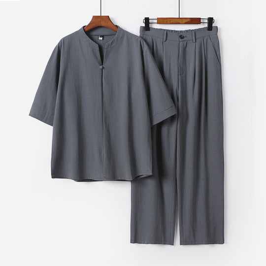 Herren Zweiteiliges Leichtes Freizeitset mit Stehkragen und elastischer Bundhose Nord Taschen