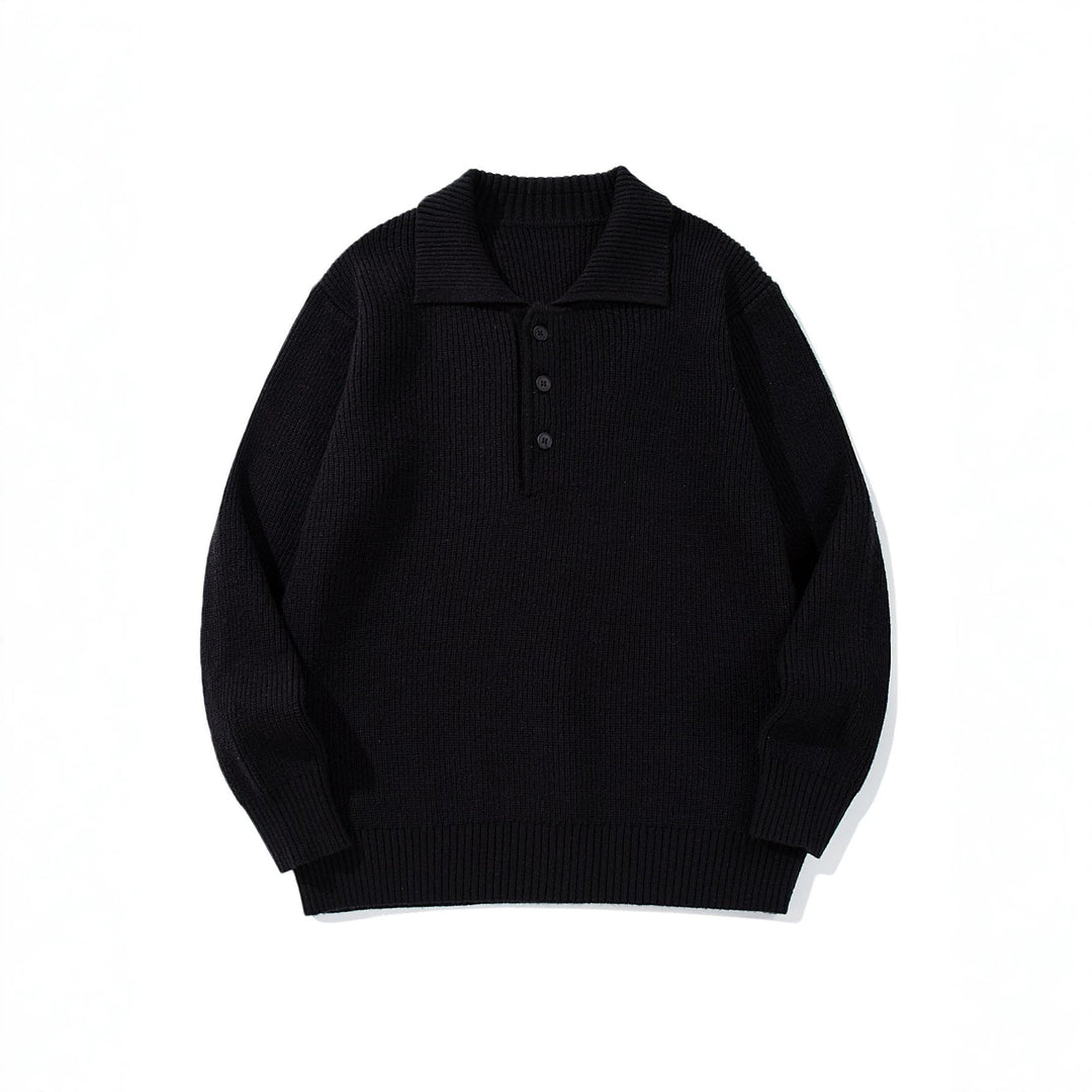 Herren Gerippter Polokragenpullover mit dreifacher Knopfleiste und Relaxed-Fit Nord Taschen