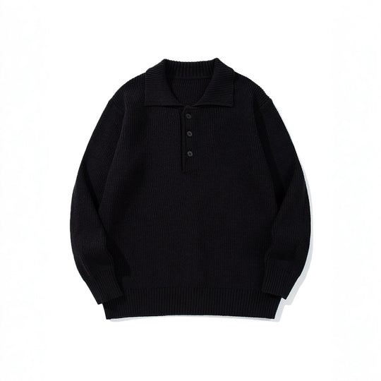 Herren Gerippter Polokragenpullover mit dreifacher Knopfleiste und Relaxed-Fit Nord Taschen
