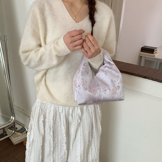 Damen Hobo-Tasche aus luxuriösem, blütenverziertem Stoff Nord Taschen