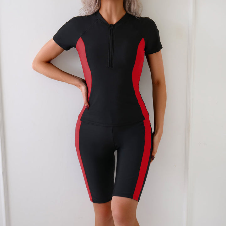 Damen Funktions-Schwimmanzug mit kurzem Arm und Reißverschluss