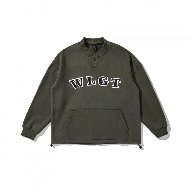 Unisex Oversize-Sweatshirt mit Henley-Knopfleiste, Kängurutasche und Tunnelzugsaum Nord Taschen