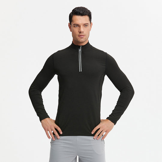 Herren Langarm-Trainingsshirt mit Halb-Reißverschluss und atmungsaktivem Funktionsmaterial Nord Taschen