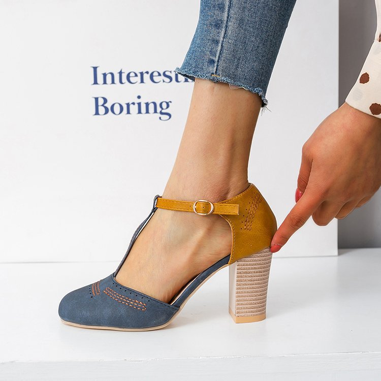 Damen Blockabsatz-Pumps mit elegantem Riemen und modischem Design