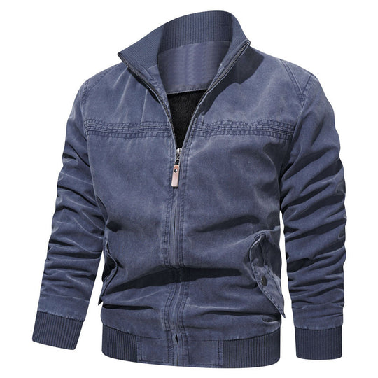Herren leichtes Vintage-Canvas-Blouson mit Stehkragen und Rippbündchen Nord Taschen
