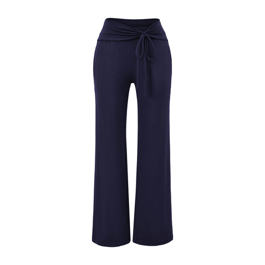 Damen Weite Jersey-Loungehose mit Umschlagbund und Tunnelzug Nord Taschen