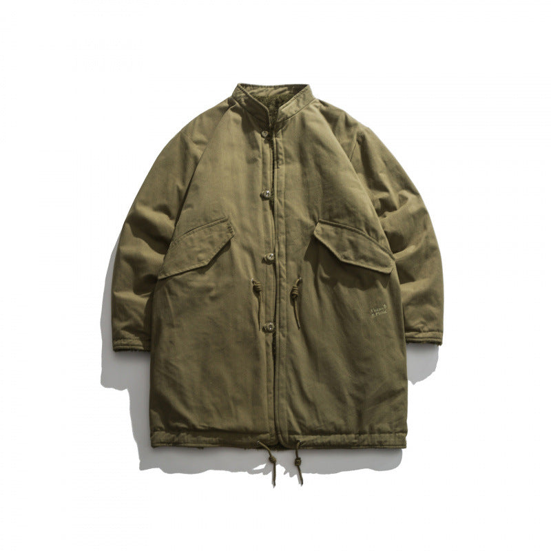 Herren Isolierende Parkajacke im Oversize‑Cut mit Sherpa‑Futter und Tunnelzugsaum Nord Taschen