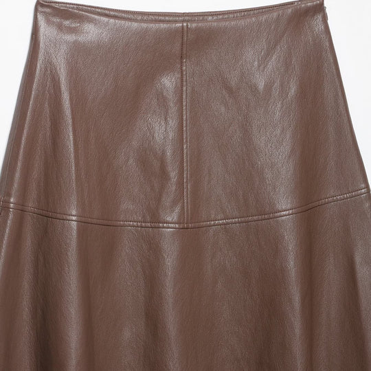 Damen Hochtaillierter A-Linienrock aus Kunstleder mit ausgestellter Silhouette Nord Taschen