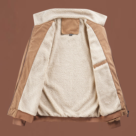 Herren  gesteppte Cordjacke mit Teddykragen, verdecktem Reißverschluss und aufgesetzten Klappentaschen Nord Taschen