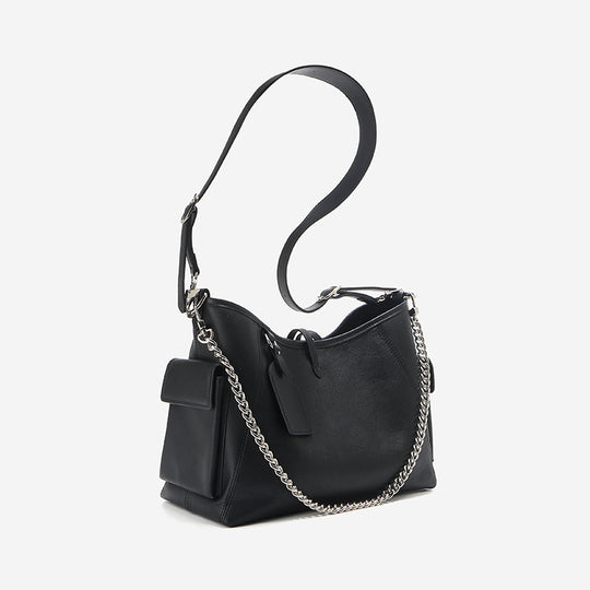 Damen Schultertasche aus hochwertigem Leder mit stilvollem Kettenschulterriemen Nord Taschen