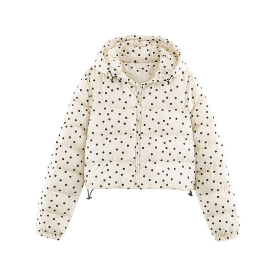 Damen Gepolsterte Cropped Kapuzenjacke mit Punktmuster Nord Taschen