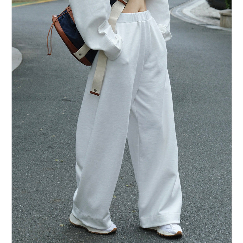 Damen Weite High‑Waist Sweathose aus Baumwoll-Fleece mit Elastbund und seitlichen Eingrifftaschen Nord Taschen