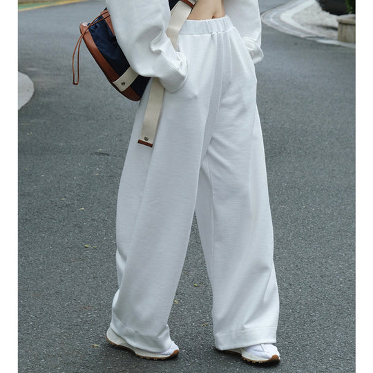 Damen Weite High‑Waist Sweathose aus Baumwoll-Fleece mit Elastbund und seitlichen Eingrifftaschen Nord Taschen
