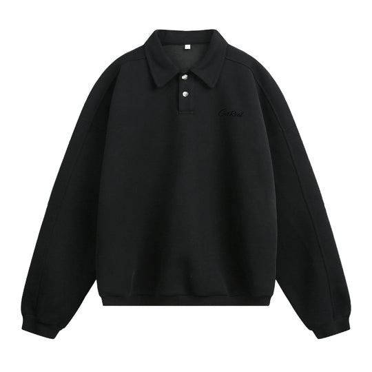 Unisex Oversize Poloshirt-Sweatshirt mit Hemdkragen und Halbknopfleiste Nord Taschen