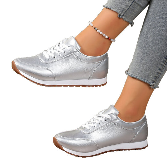 Damen  leichte Schnür-Sneaker aus Kunstleder mit gepolstertem Komfortfußbett und profilierter Gummisohle Nord Taschen