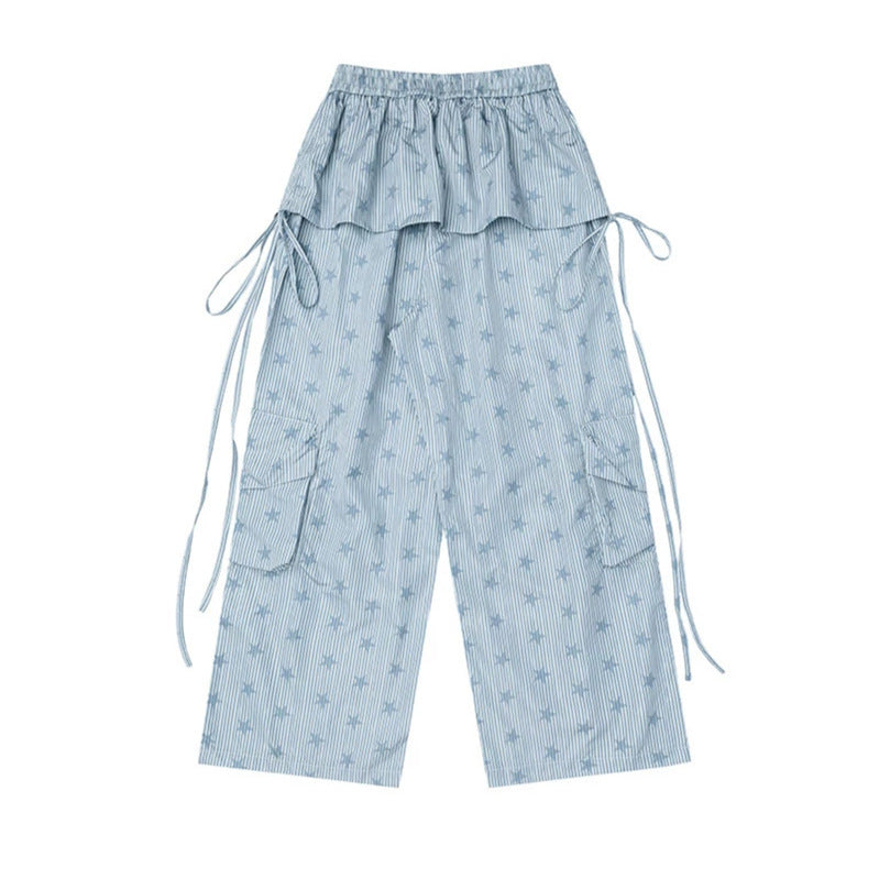 Damen Weite Palazzo-Cargohose mit Lagen‑Rock‑Overlay, Tunnelzugbund und Cargotaschen Nord Taschen