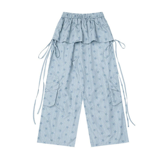 Damen Weite Palazzo-Cargohose mit Lagen‑Rock‑Overlay, Tunnelzugbund und Cargotaschen Nord Taschen