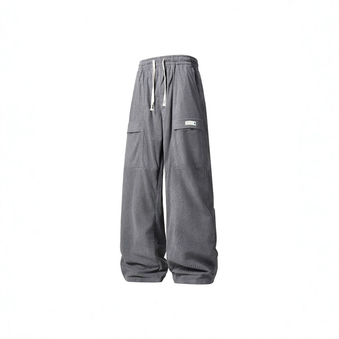 Herren Weite Cord-Cargohose mit Tunnelzugbund, Klapptaschen & gerippter Struktur Nord Taschen