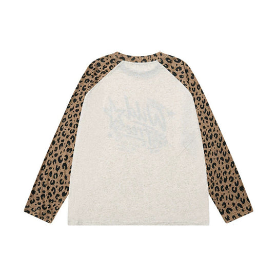 Damen Baumwoll-Langarmshirt im Raglanstil mit Leo-Ärmeln und Statement-Frontprint Nord Taschen