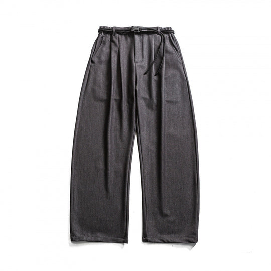 Damen Hochtalierte weite Marlene-Hose mit Faltenbund und Tunnelzuggürtel Nord Taschen